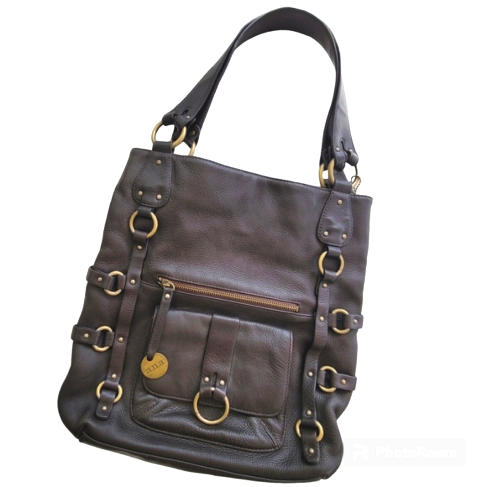 a.n.a. Leather Dark Chocolate Color Bucket/Shoulder Bag